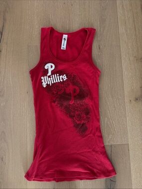 5th & Ocean Red Phillies Floral Logo Tank Top